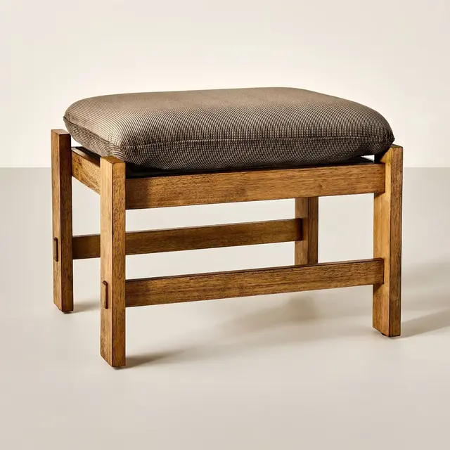 Wood Frame Ottoman with Attached Cushion - Brown - Hearth & Hand™ with Magnolia Furniture