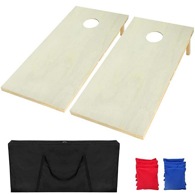 JOYIN Corn Holes Outdoor Game Set (4 feet x 2 feet), Solid Wood Premium Game Boards, Includes All-Weather Cornhole Bags Set of 8 Regulation, Bean Bag Tote, Carrying Case and Rules
