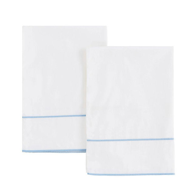 Chany 600 Thread Count Long Staple Cotton Pillowcase Set Of 2, Standard, Blue