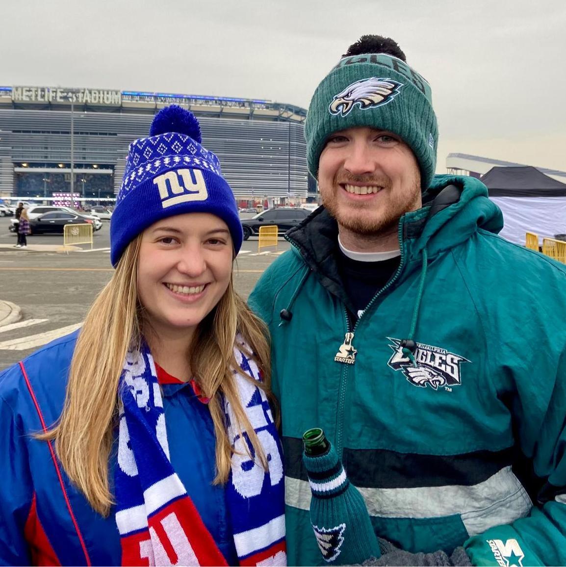 One of us has celebrated 4 Super Bowl wins, the other only has 1, but we're still civil on game day.