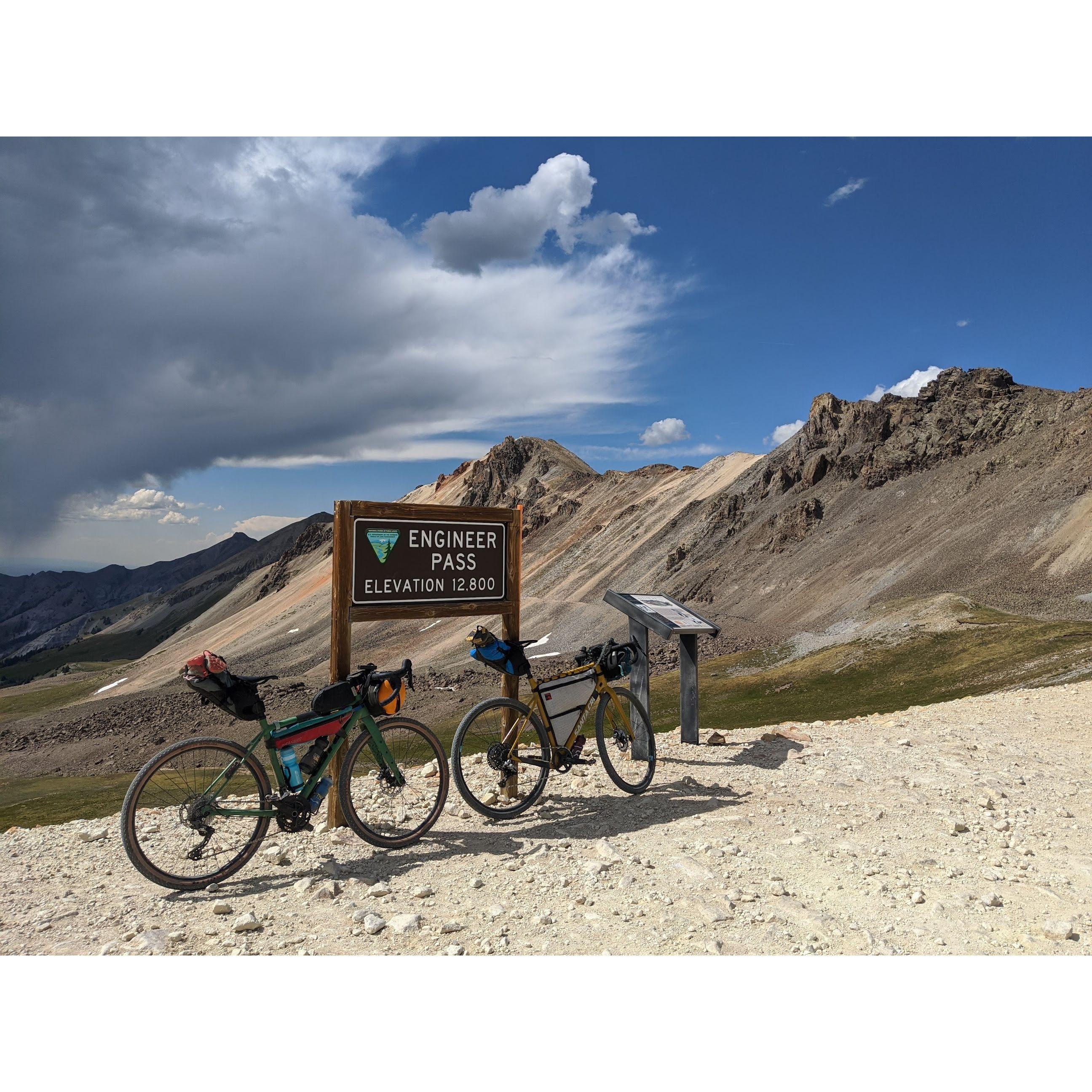 Bikepacking through CO San Juan range @ 12,800 feet. Really cool photo but we had to bike really fast to escape that looming storm on the left - July 2020