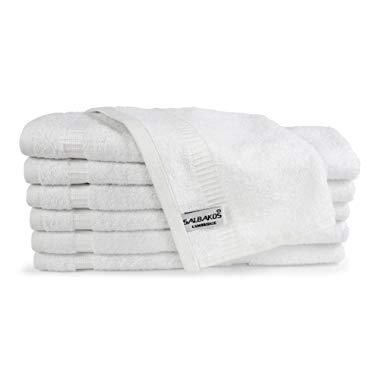 SALBAKOS, Washcloth Set, 100% Combed Turkish Cotton, 13 x 13 Inch, White, 12 Pack