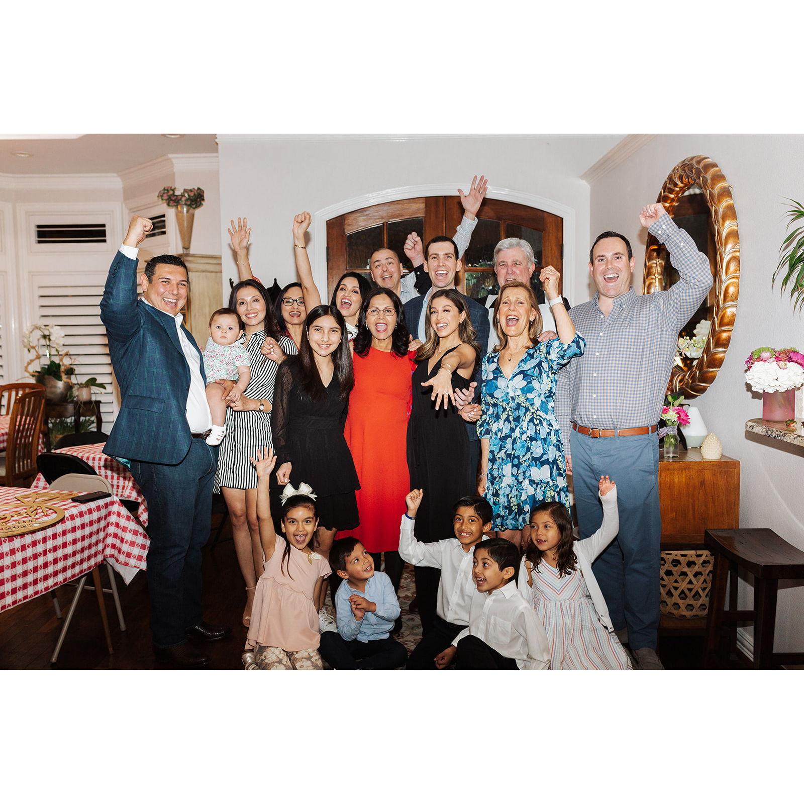 The Williams + Reyes families celebrating Vivian and Jeff!