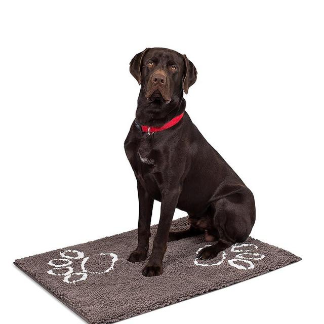Internet's Best Chenille Dog Doormat - 35 x 25 - Absorbent Surface - Non-Skid Bottom - Protects Floors - Grey