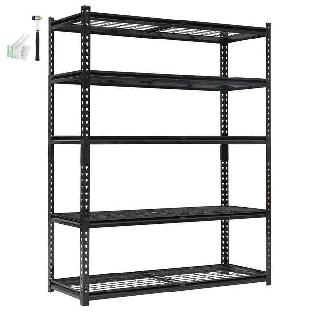 Heavy Duty Garage Shelving Units,5-Tier Adjustable Storage Shelves,Loads 2500 LBS,Adjustable Garage Storage Shelving,