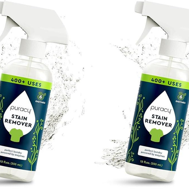 Puracy Stain Remover, Travel and Laundry Stain Cleaner for Clothes, Baby Essentials, Kids Stains, Oil and Fabric Spot Cleaner (Stain Remover Spray, 12 fl oz) (Pack of 2)