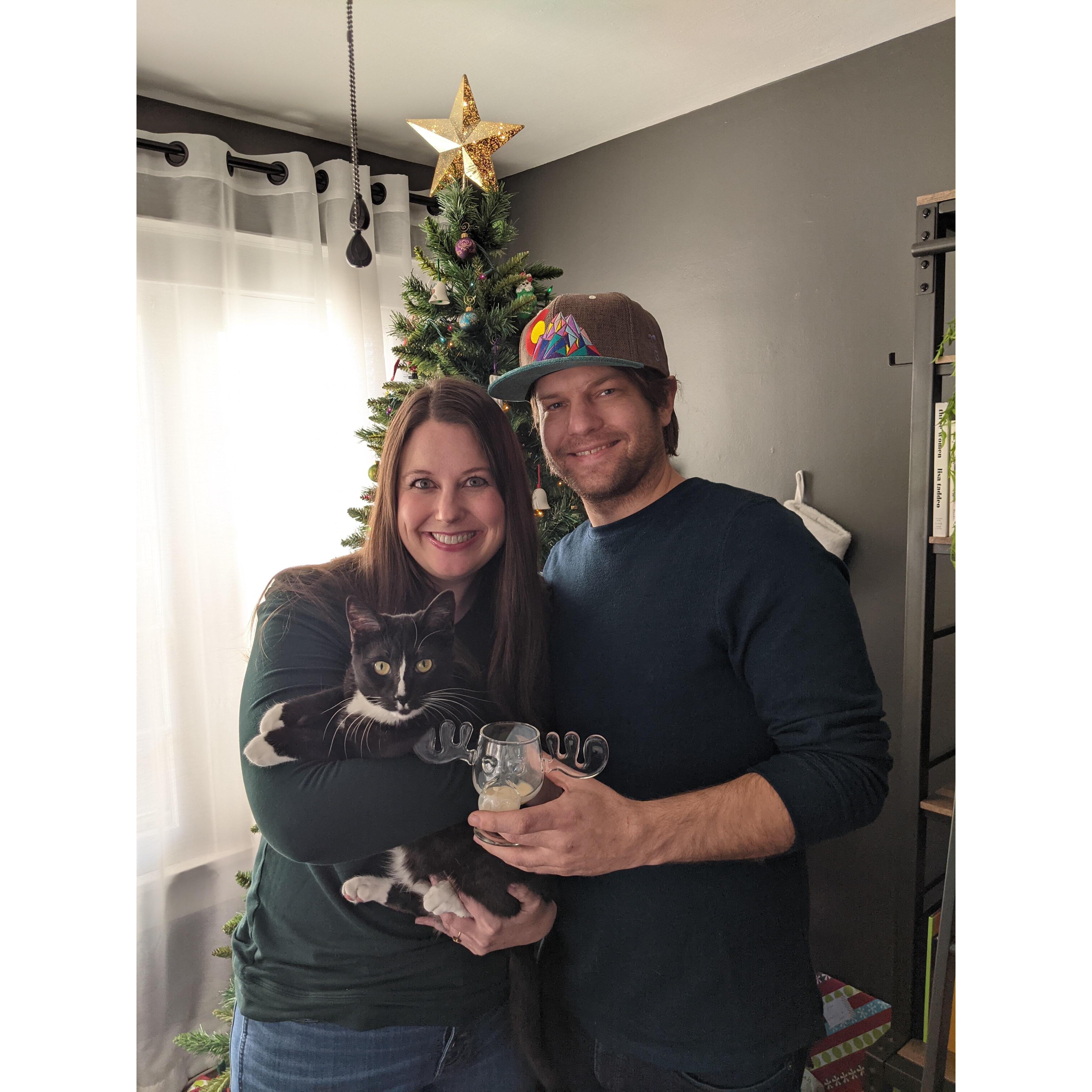 Family portrait with our baby, Mochi