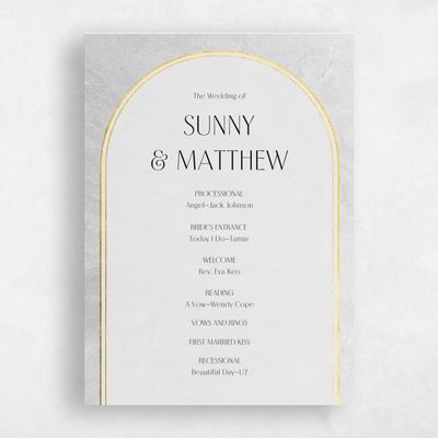 Stone Gray, Grey Wedding Program - Dorado Foil