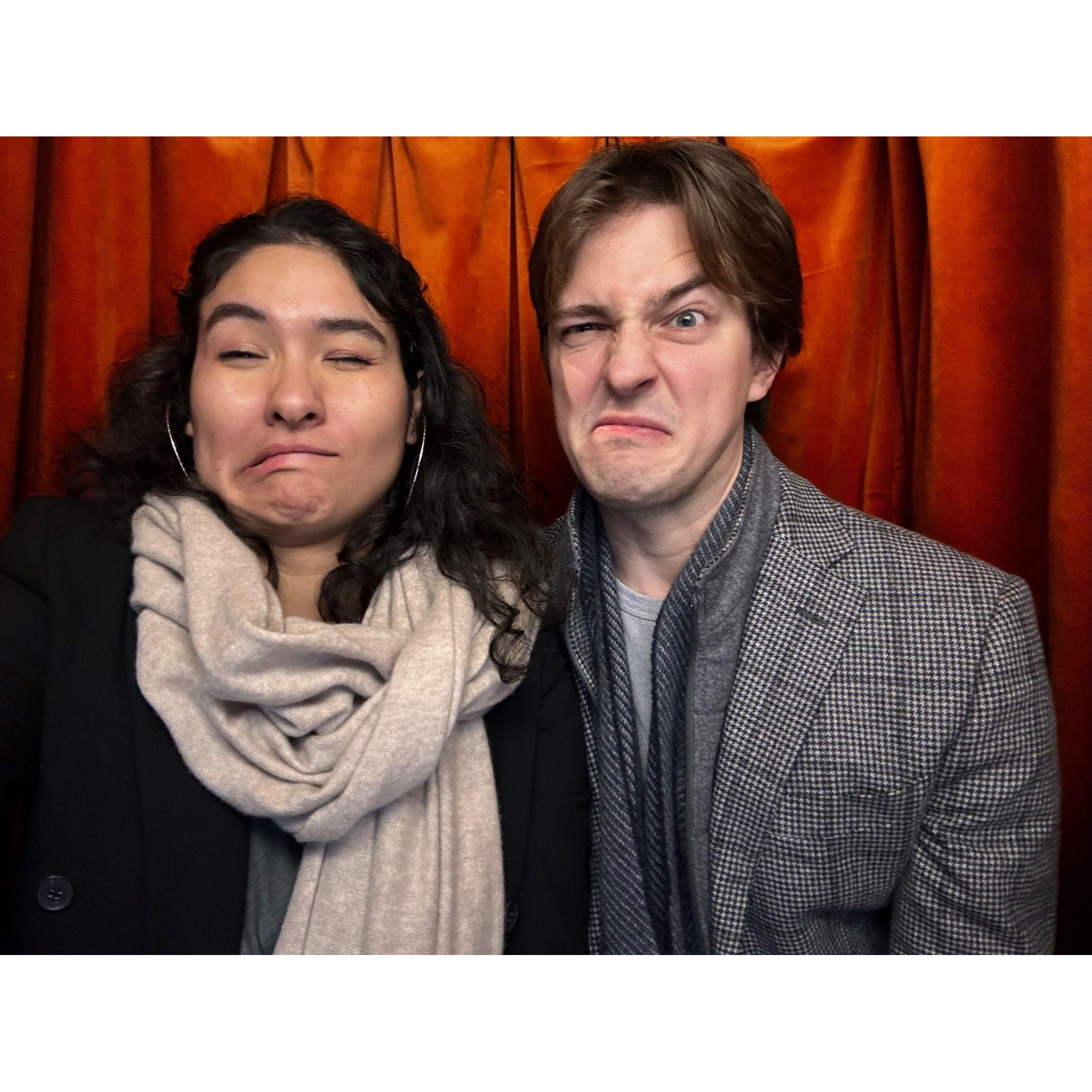 Philly Dec 2024, Photobooth machine said no (twas broken) but we already committed to being embarrassing so here we are, analog version.