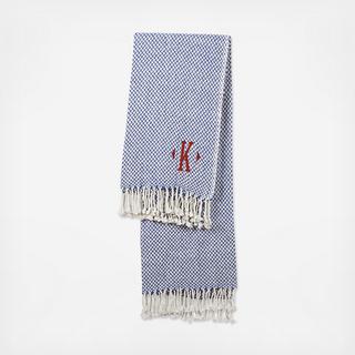 Personalized Blue Herringbone Cotton Throw