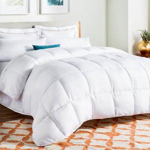 LINENSPA - Linenspa All-Season Down Alternative Quilted Comforter - Hypoallergenic - Plush Microfiber Fill - Machine Washable - Duvet Insert or Stand-Alone Comforter - White - King