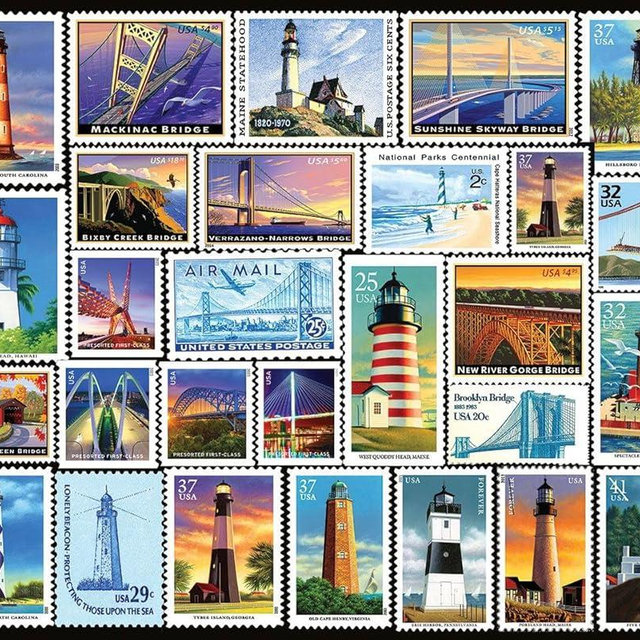 White Mountain 1000 Piece Jigsaw Puzzle Coastal Scenic Landmark Collage Puzzles with Large Pieces for Adults and Family 24"x30" - Lighthouses & Bridges