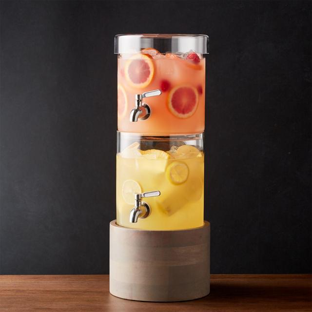 Stacking Drink Dispenser with Brooks Grey Wood Stand