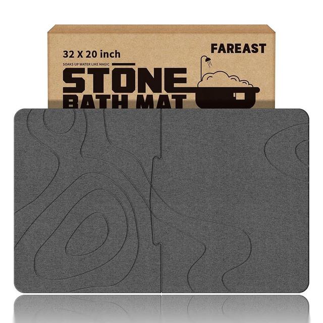 Farest 32 * 20 Stone Bath Mat Extra Large Diatomaceous Earth Non-Slip Shower Mat Quick Drying Diatomite Bath Stone Mats for Bathroom