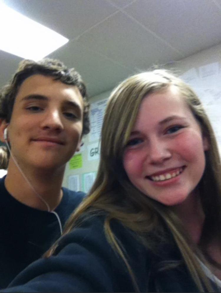 The first photo we ever took together, sophomore year 2012, before we started dating.