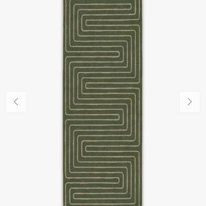 Labyrinth Fern Green Flatwoven Rug by Jonathan Adler 2.5'x7'