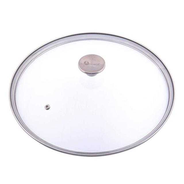 Victoria Glass Lid for 12 Inch Cast Iron Skillet, Frying Pan Lid with Stainless Steel Air Flow Knob