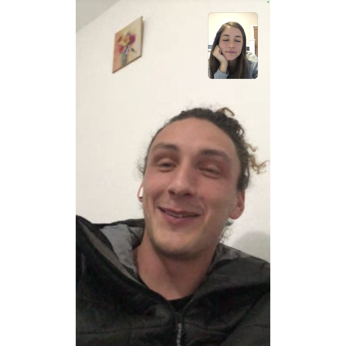 Almost a year after Shane left to go to Africa, we started dating virtually during COVID on December 26, 2020. This is a screenshot from the call where he asked me on our first date.