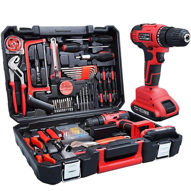jar-owl Cordless Drill Set, 21V Brushless Drill Driver Kit, 1x 1.5Ah Li-ion Batteries, 320 In-lbs Torque, 3/8”Keyless Chuck, 2-Variable Speed, 112pcs Bits Accessories with Case