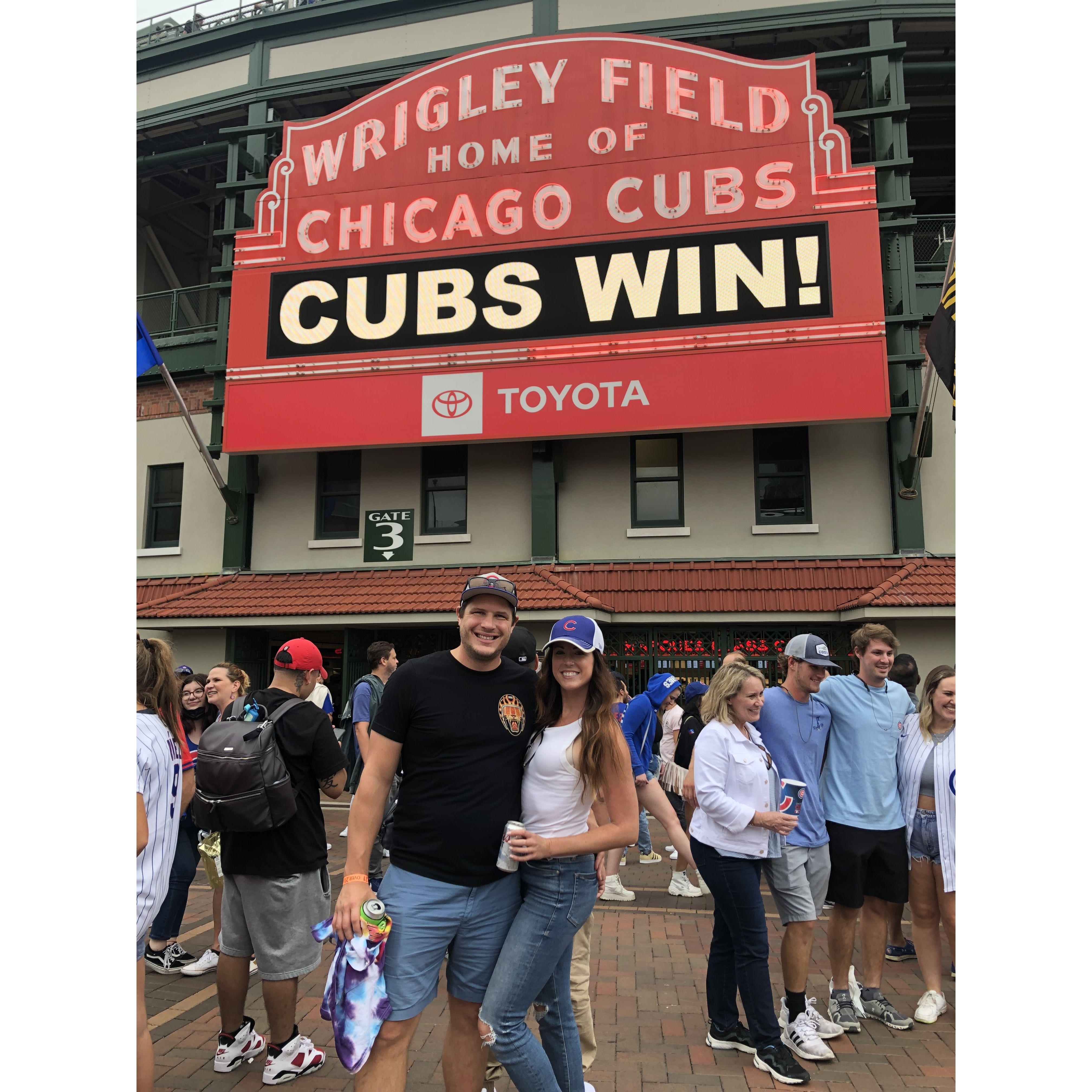 Our first Cubs game together, AND THEY WON!