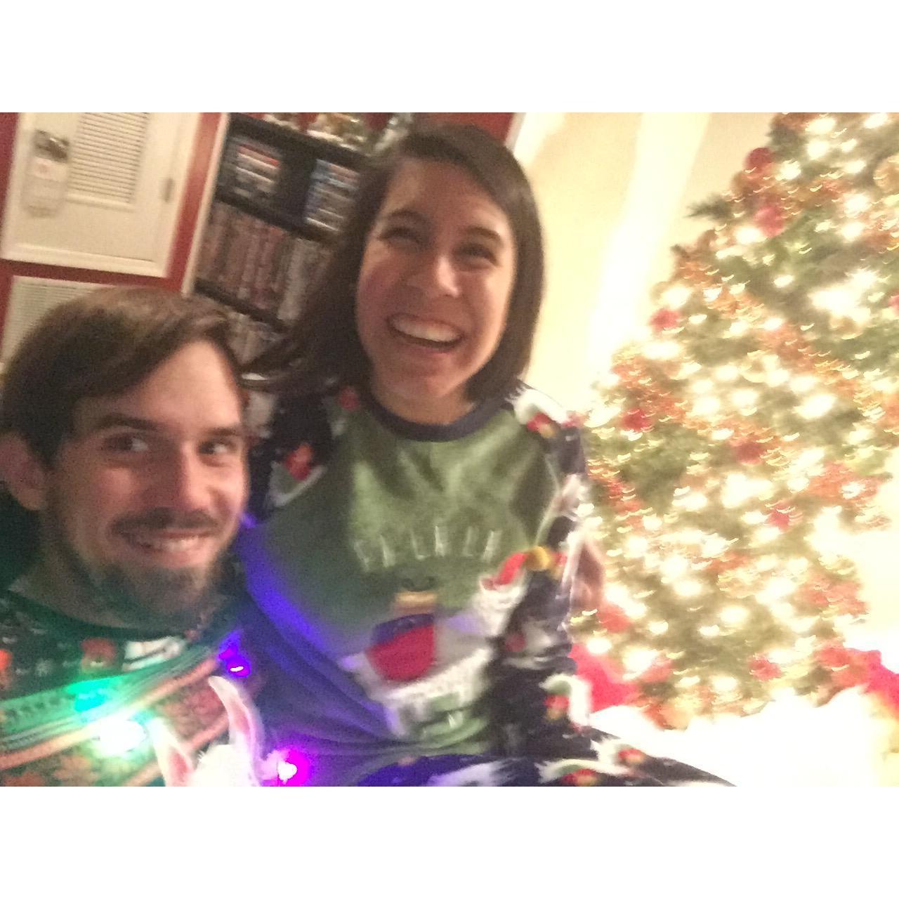 Celebrating Christmas in our llama pajamas