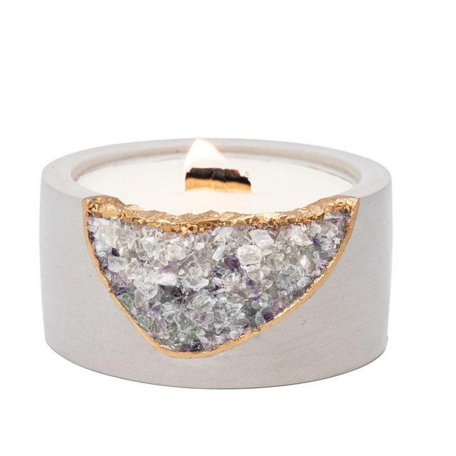 Geode Crystal Soy Candle | Concrete Candle 6 oz