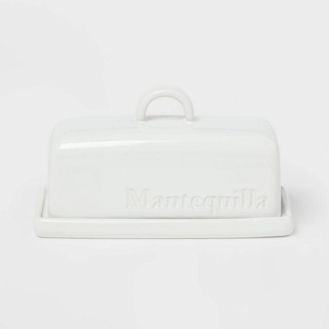 Stoneware Hand Lettered Mantequilla Butter Dish - Threshold™