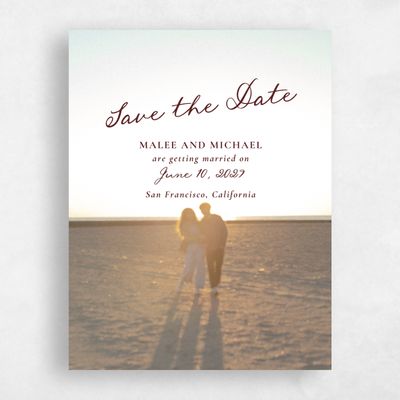 Maroon, Red Wedding Save the Date - Spina Photo