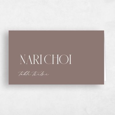 Taupe, Brown Wedding Place Card - Cleveland