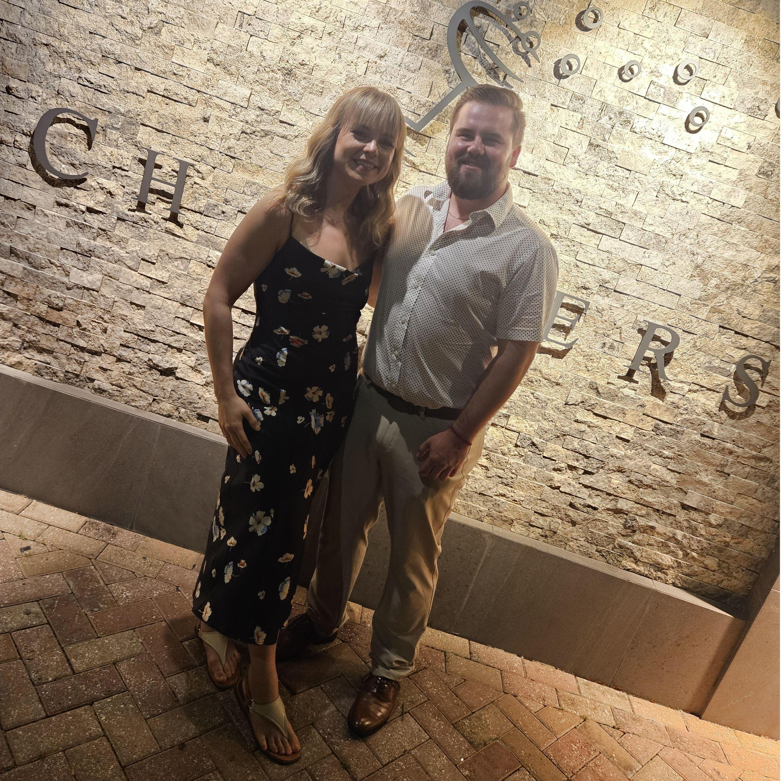 Outside the restaurant in Barbados after Braydon proposed (2024)
