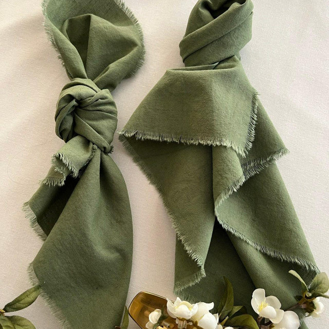 Olive Green Boho Napkins Cheesecloth Napkin Rustic Wedding Ceremony Decor Cotton Gauze Napkins Farm Table Decor Wedding Ideas Dinner Napkin