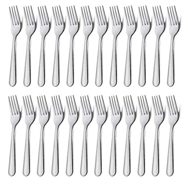 24 Pieces Dinner Forks Set (7.1 inch), Unokit Silver Stainless Steel Dinner Forks Set of 24, Forks Silverware, Flatware Forks for Home, Kitchen or Restaurant - Mirror Polished, Dishwasher Safe 