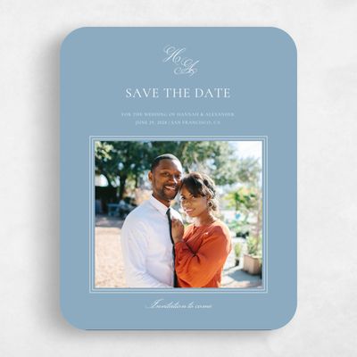 Blue Rounded Wedding Save the Date - Wyncote Photo