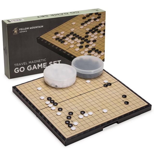 Yellow Mountain Imports Go Game Set Magnetic Go Game Set (19x19) - Convenient Single Convex Yunzi Stones - Travel-Ready - Stones Stay in Place on the Board - Great Starter Set