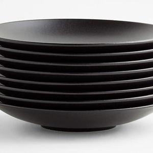 Craft Speckled Black Stoneware Coupe Salad Plates, Set of 8 + Reviews | Crate & Barrel