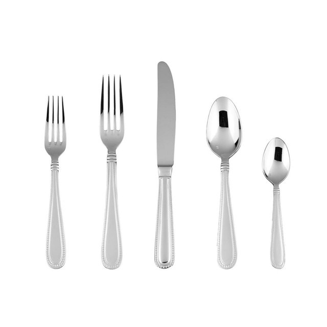 Fortessa Tableware Solutions 20pc Caviar Stainless Steel Flatware Set Silver: Dishwasher-Safe Silverware Service for 4