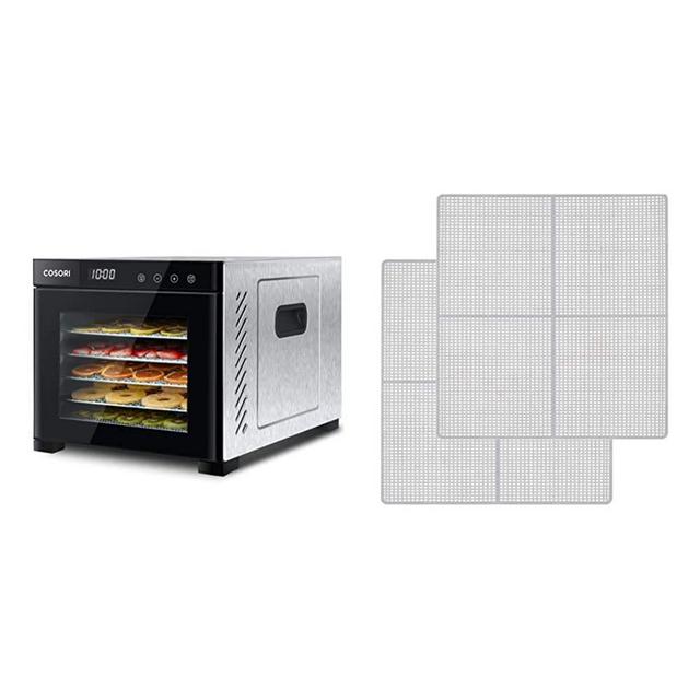 COSORI Food Dehydrator Machine(50 Recipes), 6 Stainless Steel Trays with Digital Timer and Temperature Control& Food Dehydrator Mesh Screen for Jerky, Meat, Beef, Fruit, Vegetable,BPA-Free, 2pack