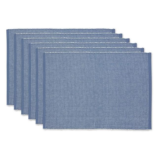 DII Two-Toned Collection Tabletop, Placemat Set, Stonewash Blue, 6 Piece