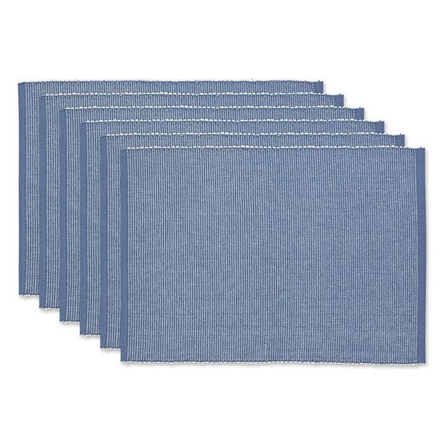 DII Two-Toned Collection Tabletop, Placemat Set, Stonewash Blue, 6 Piece