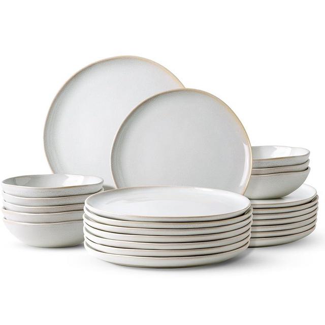 AmorArc Ceramic Dinnerware Sets,Handmade Reactive Glaze Plates and Bowls Set,Highly Chip and Crack Resistant | Dishwasher & Microwave Safe Dishes Set,Service for 8 (24pc)