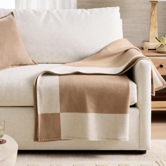 Merino Wool & Cashmere Luxury Throw - Camel