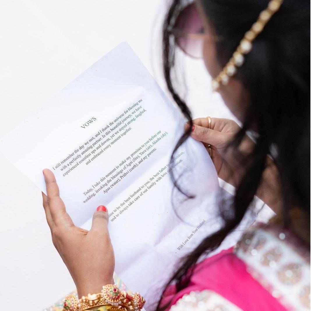 My fiance orchestrated a treasure hunt, each clue a vow, seven promises, just as sacred as the seven steps of a Hindu marriage.