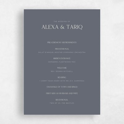 Dark Slate, Blue Wedding Program - Sharpe