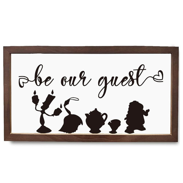 Farmhouse Wall Plaque, Wood Framed Signs for Bedroom Decors, Guest Rom Decor, Above Bed Decors Art, Housewarming Decor, Wood Framed Wall Hanging Art, Be Our Guest Sign