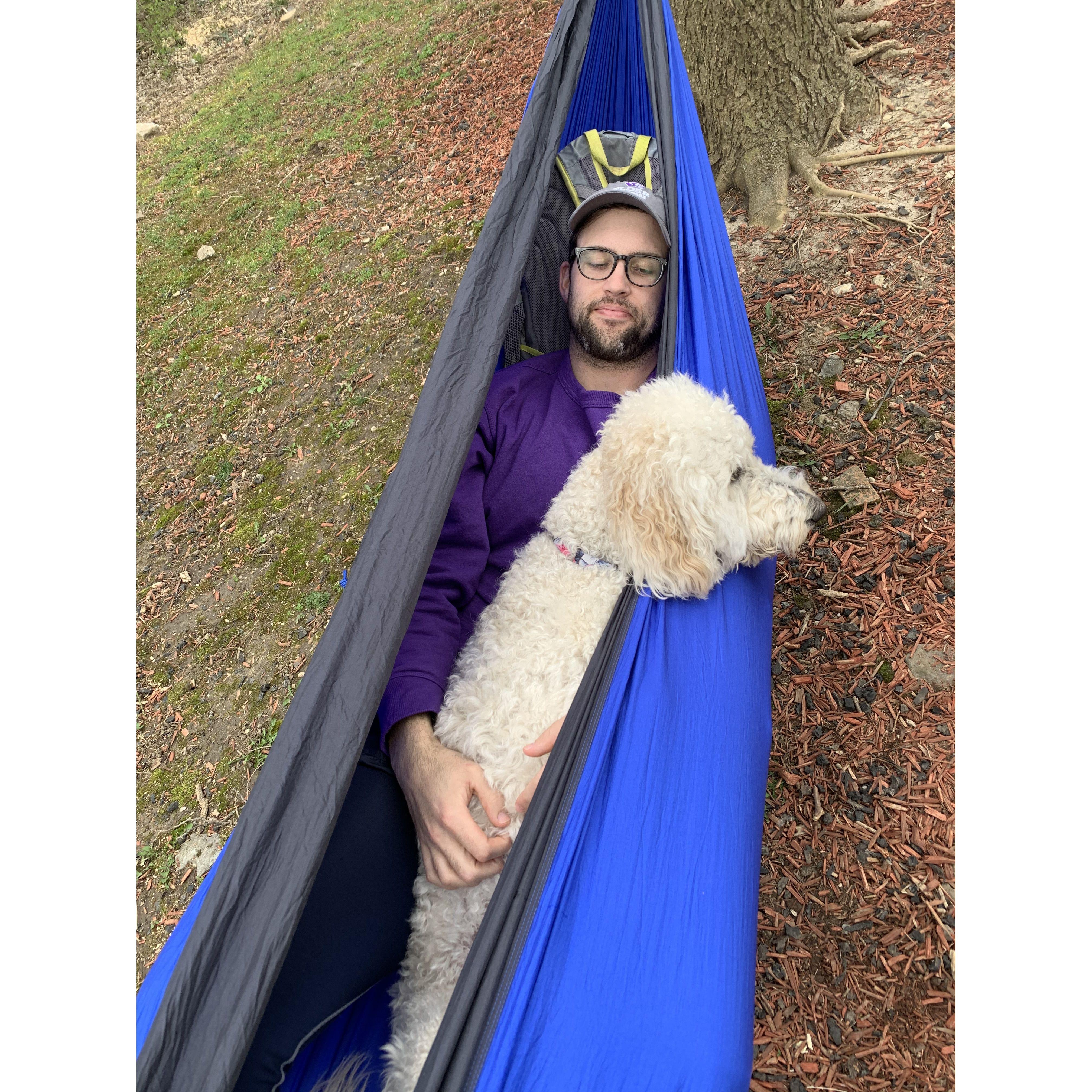 Bodhi in a hammock.
