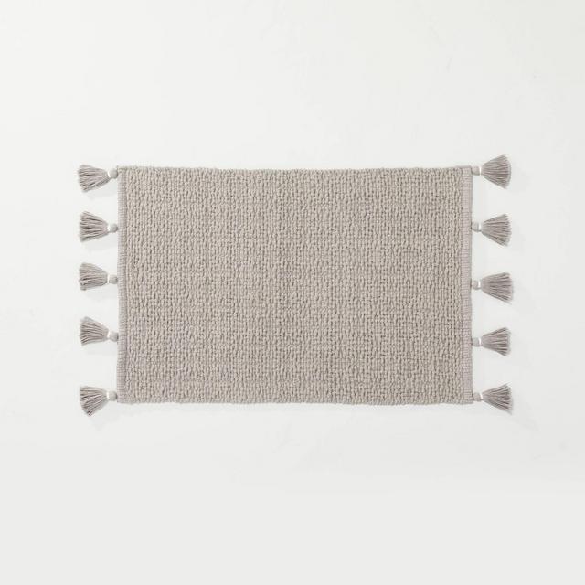 20" x 32" Solid Tassels Bath Rug Gray - Hearth & Hand™ with Magnolia