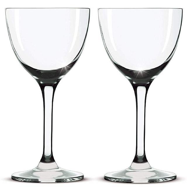 Nick and Nora Coupe Cocktail Glasses - Handblown Set of 2, Small Plain Vintage Coupe Glass to Serve a Manhattan, Martini, Aperitif, Algonquin, or Port Wine, 5-ounce (Plain, 2)