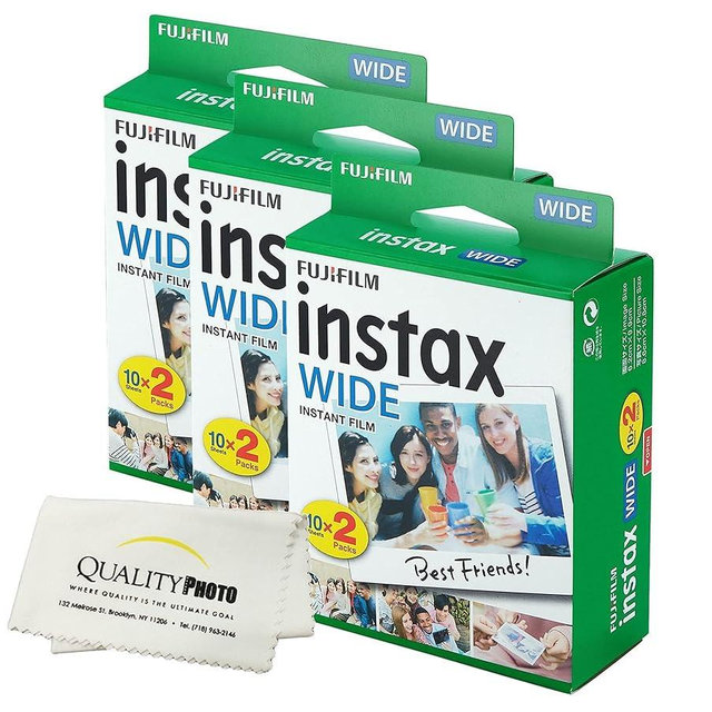Fujifilm Instax Wide Instant Film Photo Microfiber Cloth – Compatible with Instax Wide 400, 300, 210, and 200 Cameras (60 Prints)