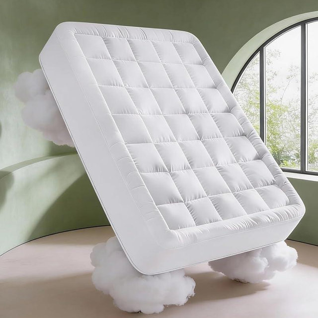 Mattress Pad Queen Size – Quilted Fitted Mattress Protector – Cotton Pillow Top Cover w/ 8-16" Deep Pockets – Thick, Comfy & Plush – Cooling, Breathable & Noiseless – Machine Washable – 60 x 80(White)
