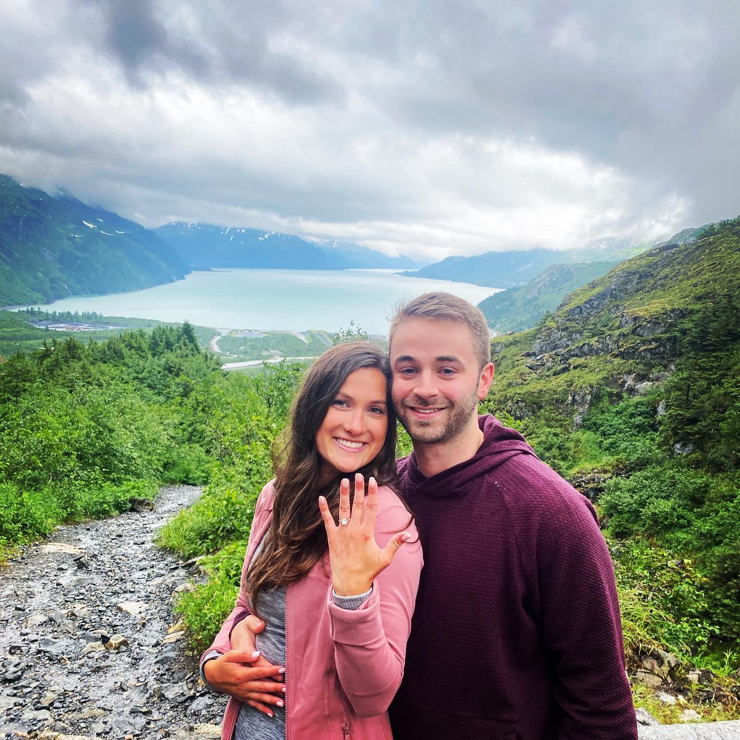 Carley said YES! after many happy tears and hops around the top of a hike in Whittier, AK.